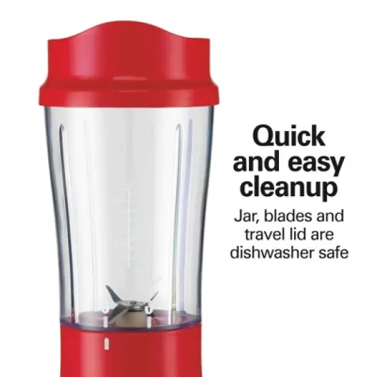 Hamilton Beach SingleServe Blender 51101RV: Personal Blender, 14 oz Capacity, 175W, Dishwasher-Safe, Red image {3}