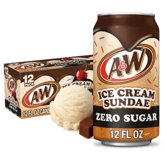 A&W Ice Cream Sundae Zero Sugar Soda - 12pk/12 fl oz Cans image {7}