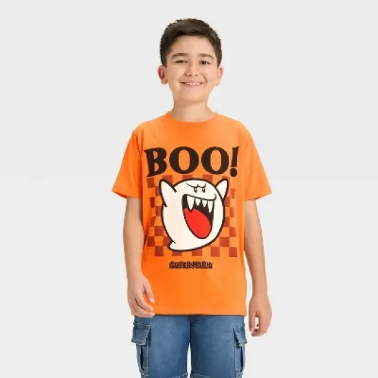 Boys' Nintendo Super Mario Boo Halloween Short Sleeve Graphic T-Shirt - Orange image {4}