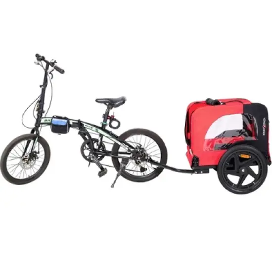 Foldable Dog Bike Trailers, Pet Bike Trailer With 16 Inch Wheels, Safety Reflectors And Flag, Internal Leash, Waterproof Mesh Dog Bike Trailer image {8}