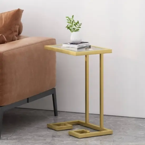 Hickson Modern Glam C Shaped End Table Gold - Christopher Knight Home image {1}