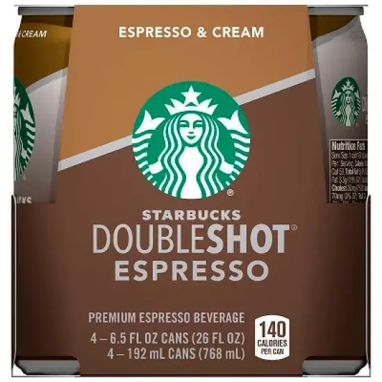 Starbucks Double Shot Espresso And Cream Coffee Drink - 4pk/6.5 fl oz Cans image {3}