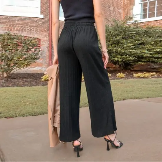 Women's Drawstring Waist Straight Leg Pants - Cupshe image {3}