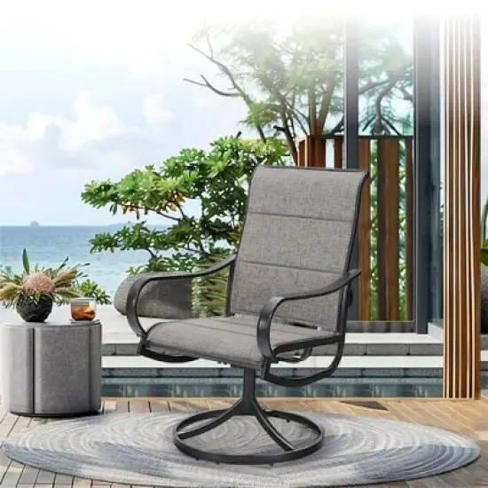 Captiva Designs 7pc Outdoor Patio Metal Rectangle Dining Table & Textilene Swivel Chairs image {12}