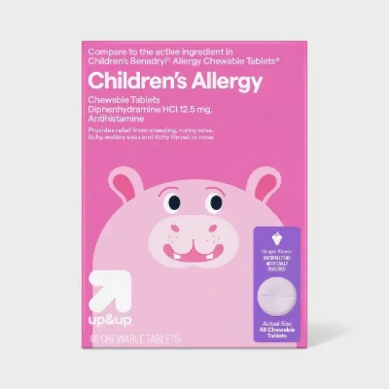Children's Allergy Relief Chewable Tablet - Grape - Diphenhydramine HCl - 48ct - up&up&trade; image {5}