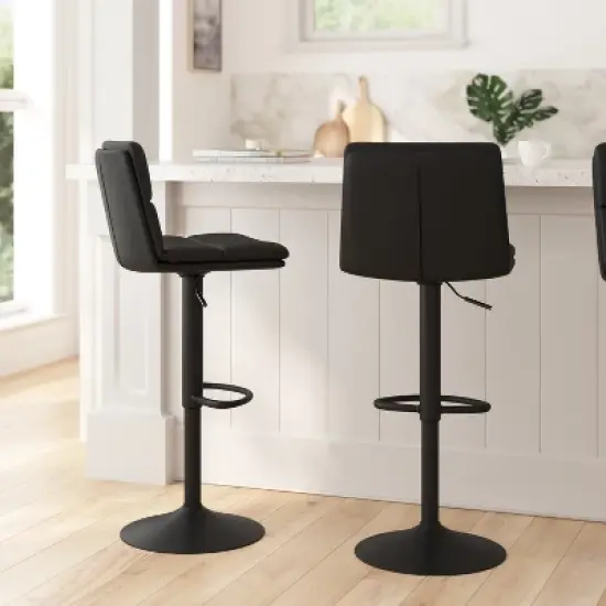 Merrick Lane Modern Upholstered Adjustable Height Stools with Sturdy Iron Bases image {3}