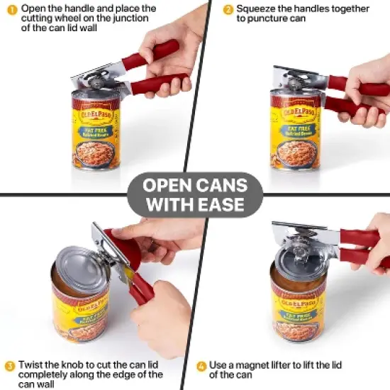 Manual Can Opener for Seniors, Heavy Duty with Comfort Grip & Magnet for Kitchen Camping image {6}