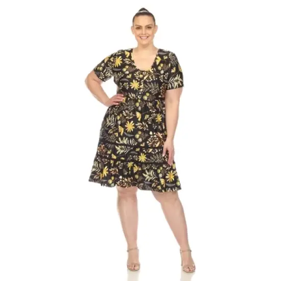 Plus Size Floral Short Sleeve Knee Length Dress image {5}