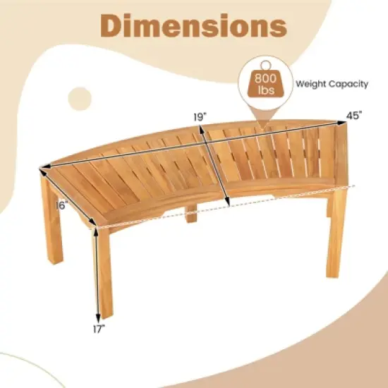 Costway 1/2/4 PCS Outdoor Curved Bench with Slatted Seat Wrap Around Tree Bench 2-Person Seating image {2}
