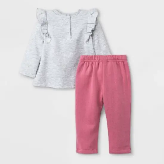 Baby Girls' 2pc Disney Princess Fleece Pullover and Jogger Set - Burgundy image {1}