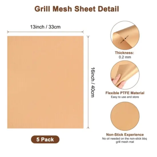 Unique Bargains M Nonstick Reusable High-Temperature Resistant Versatile Grill Mats Copper image {2}