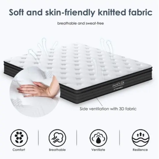 Queen Size Mattress,10 Inch Hybrid Mattress, Individually Pocketed Innerspring, Medium Firm image {1}