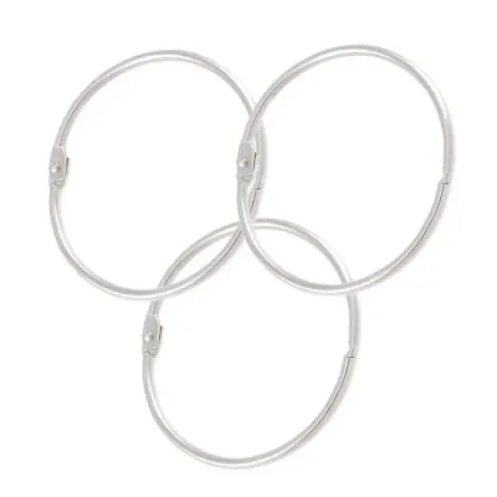 Unique Bargains Metal Loose Leaf Bundle Book Rings Keyrings 2.6" Outer Dia Silver Tone 3 Pcs image {1}