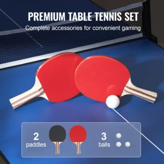 VEVOR Ping Pong Table, Mid-Size Table Tennis Game, Indoor MDF Table Tennis Table, Foldable Portable Complete Ping Pong Table Set with Net, 2 Paddles image {6}