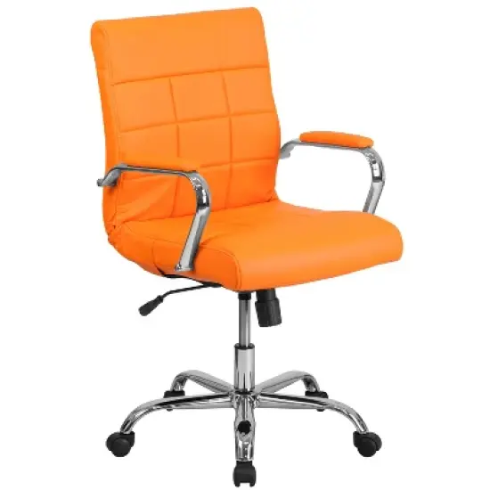 Flash Furniture Mid-Back Vinyl Executive Swivel Office Chair with Chrome Base and Arms image {12}