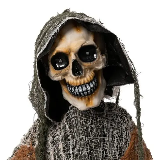 Joyfy 67" Halloween Outdoor Decorations, Life Size Animatronics Grim Reaper with Chain, Scary Haunted House Props for Garden Yard Lawn Decorations image {2}