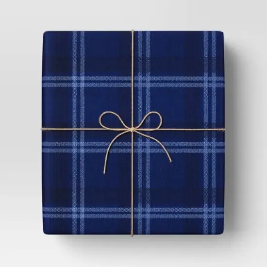 30&rdquo; 25 sq ft Christmas Roll Wrap Blue Plaid - Wondershop&trade; image {1}