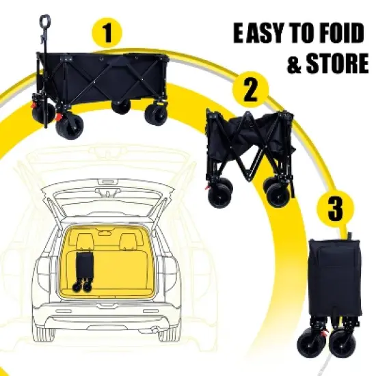 Foldable Wagon with Extended Tailgate, Extra Long Extender Wagon Cart,Beach Wagon Cart Heavy Duty 400LBS with Large All-Terrain Beach Wheels image {10}