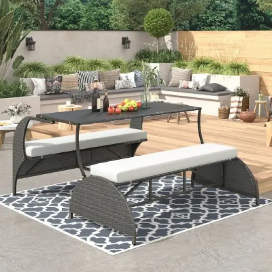 Versatile Outdoor Loveseat That Converts To Four Seats And A Table,Outdoor Patio Sofa - Maison Boucle image {7}
