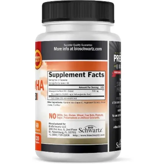 Premium Ultra Pure Ashwagandha Supplements, Promotes Healthy Immune Function & Supports Stress Reduction, Bioschwartz, 120ct image {5}