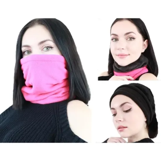 5 Star Super Deals Neck Warmer Winter Double Layer Neck Gaiter - Soft Fleece Circle Loop Scarf Multi 20 in 1 Tube Headwear Face Covering image {12}