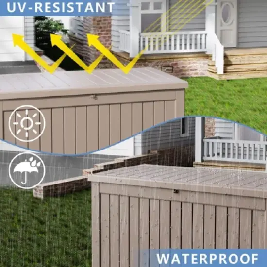 Sersper 230 Gallon Waterproof & UV Resistant Deck Box, Lockable, Light Gray - For Garden Tools & Outdoor Use (4 Pack) image {7}