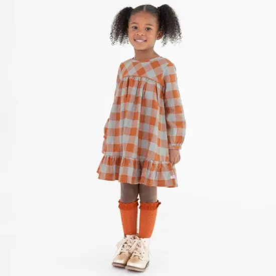 RuffleButts Toddler Girls Long Sleeve Ruffle Hem Dress image {2}