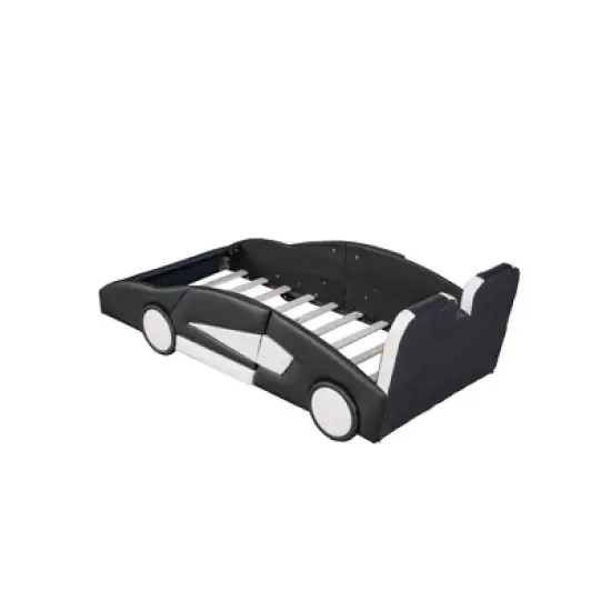 Twin Size Race Car-Shaped Platform Bed with Wheels-ModernLuxe image {7}