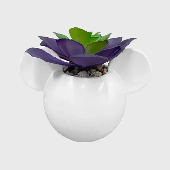 Disney 2pc Indoor/Outdoor Ceramic Mickey and Minnie Mouse Icon Succulent Set Pink/White image {2}