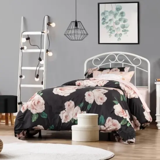 Jolie Metal Arched Scroll Design Headboard and Bed Frame White - Hillsdale Furniture image {9}