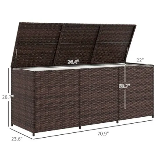 Gulches 175 Gallon Outdoor Storage Box with Inner Liner, PE Rattan  Deck Box for Indoor, Patio Furniture Cushions, Pool Toys, Garden Tools, Brown image {7}