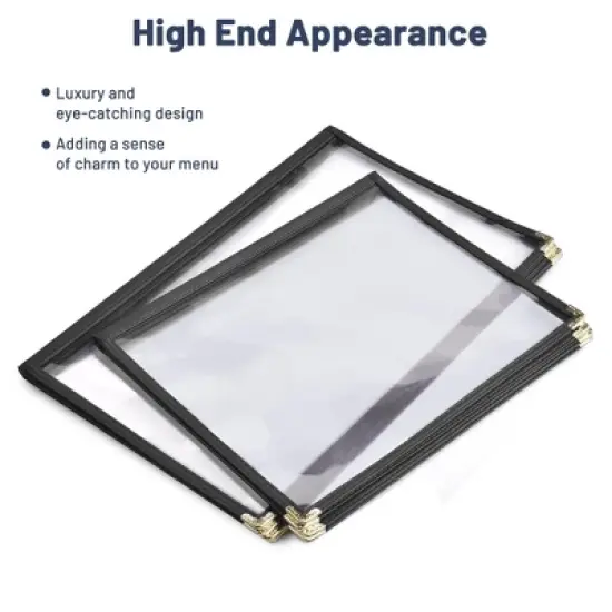 WeChef 30 Pack Menu Covers 8.5 x 11" Book Style Menu Holders 4 Pages 8 Views Restaurant Bar Black image {4}