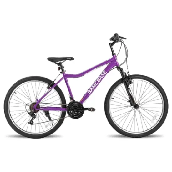 BAMCBASE Lilac 26 Inch Mountain Bike for Women Men, 21 Speed Steel Frame Adult Bicycle, MTB Bikes with Suspension Fork image {10}