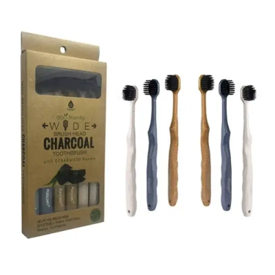 Pursonic Eco-Friendly Wide Charcoal Toothbrushes - 6ct image {4}