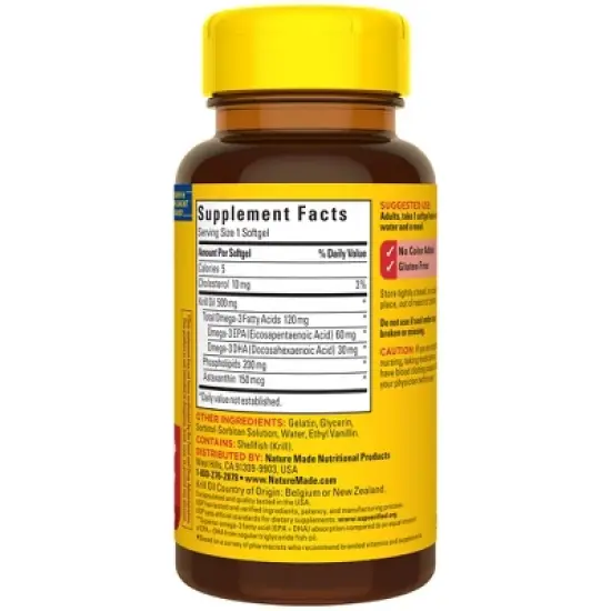 Nature Made Superior Absorption Krill Oil 500mg&nbsp; Softgels, Omega 3 Heart Health Support - 30ct image {1}