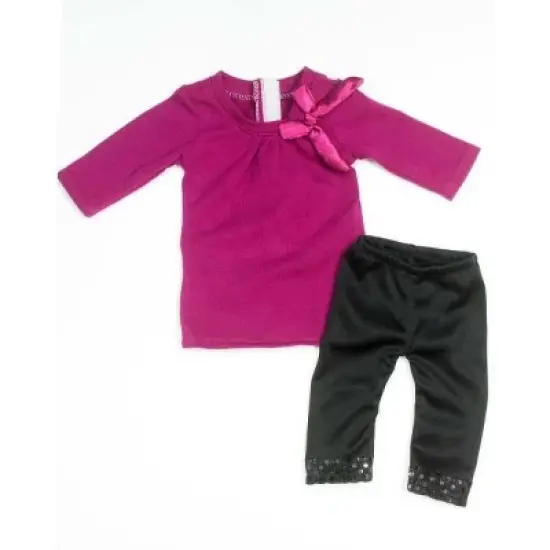 Sophia&rsquo;s Tunic-Length T-Shirt Dress & Sequin-Trimmed Leggings for 18&rdquo; Dolls, Berry/Black image {1}