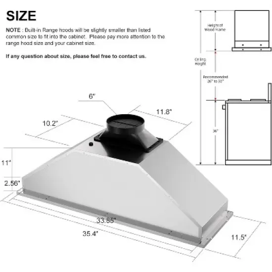 Cesicia 30-in Silver 4-speed 900CFM Insert Range Hood image {3}