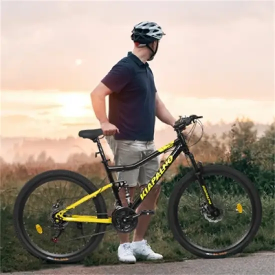 VASIP 26 Inch Mountain Bike, 21 Speed with High-Carbon Steel Frame Bike, Dual Disc Brake Mountain Bicycle for Men Womens Adult image {9}