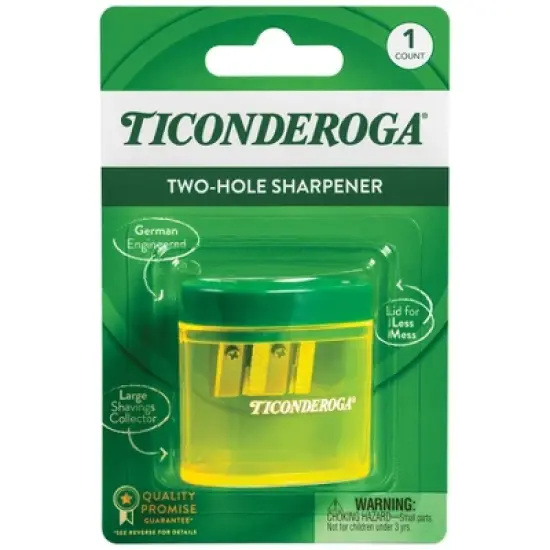 Ticonderoga&reg; Two Hole Pencil Sharpener, Green/Yellow, Pack of 6 image {2}