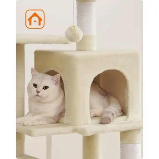 Feandrea 44.1'' /56.3" Cat Tree Tower for Indoor Cats ,Multi-Level Cat Condo Cat Furniture with Scratching Posts image {7}