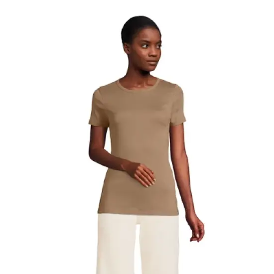 Lands' End Women's Cotton Rib Short Sleeve Crewneck T-shirt image {14}
