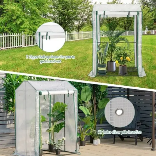 Costway 39'' x 32'' x 59'' Walk-in Garden Greenhouse Warm House for Plant Growing image {5}