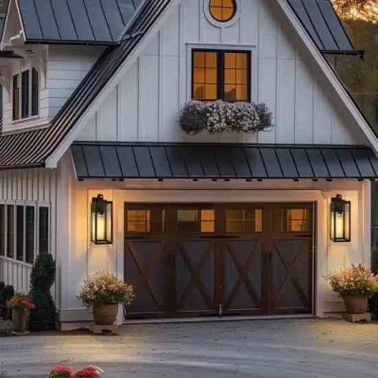 DORESshop 20 in. 2-Pack Large Black Outdoor Wall Lanterns Waterproof with Dusk to Dawn for Porch and Doorway (T30 Bulbs Included) image {2}