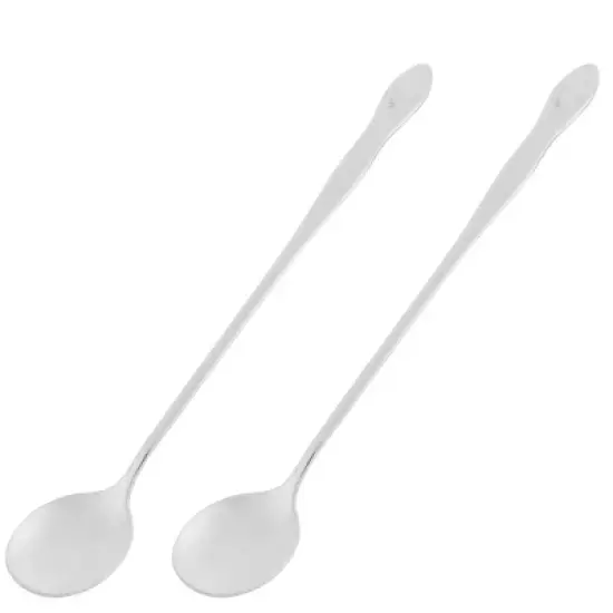 Unique Bargains Stainless Steel Long Handle Latte Coffee Tea Spoon Scoop 19.5cm 2pcs image {3}