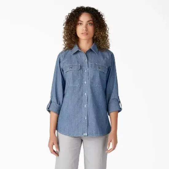 Dickies Women&rsquo;s Long Sleeve Chambray Roll-Tab Work Shirt image {3}