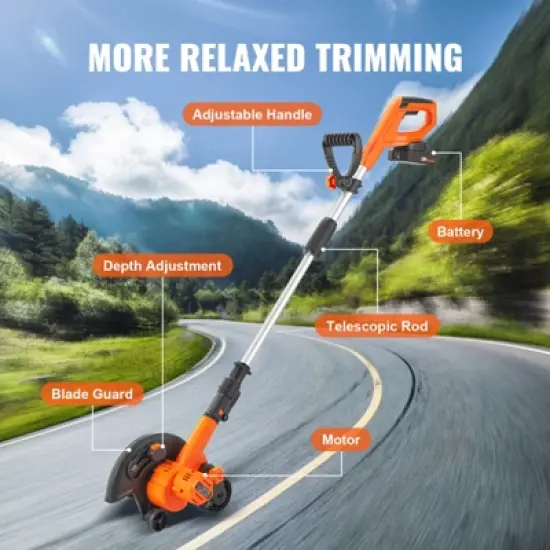 VEVOR Lawn Edger, 20 V Power Edger, 9-inch Blade Edger Lawn Tool with 3-Position Blade Depth,for Lawns, Driveways, Borders, and Sidewalk Edges image {6}