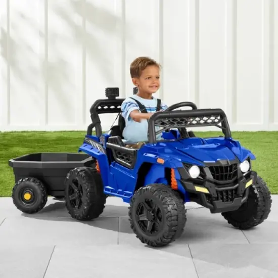 Best Choice Products Kids 12V Electric Ride-On UTV and Trailer w/ Parent Remote Control, LED Lights image {10}