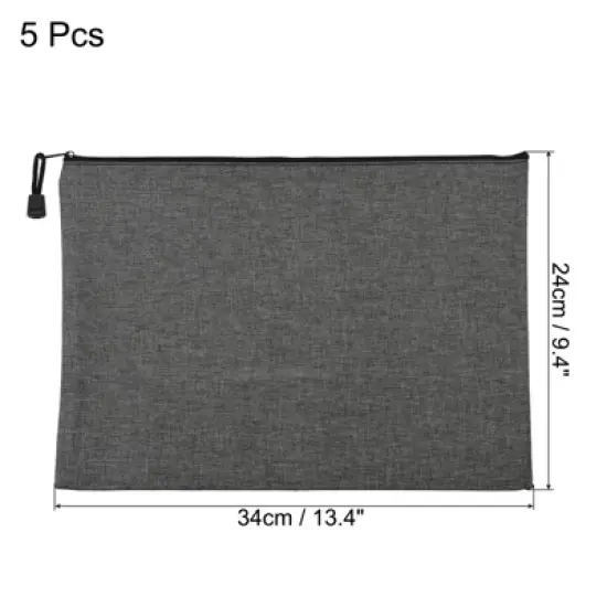 Unique Bargains Canvas Zipper DIY Office Craft Supply Pencil File Bag 5 Pcs image {1}