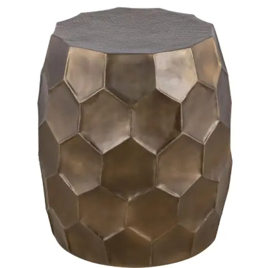 ET101 Modern Contemporary Aluminum material 21in Height End Table, Side Table with Glossy Diamond-Patterned Base Gold image {3}