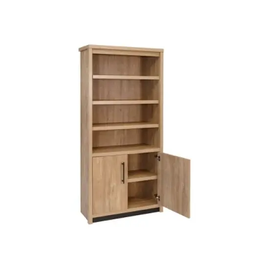 78" Abbott Contemporary Wood Laminate Bookcase with Doors Light Brown - Martin Furniture image {6}